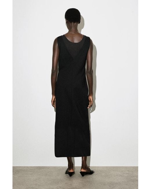COS Black V-Neck Wrapped Midi Dress