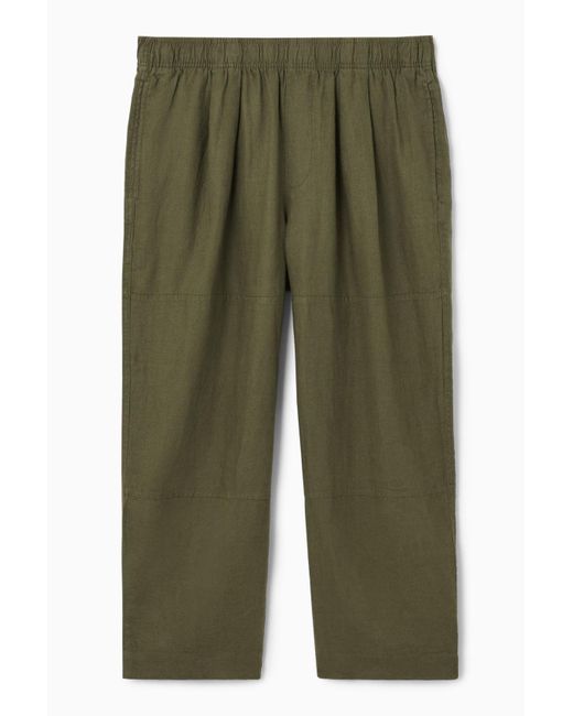 COS Green Cropped Wide-leg Linen Pants for men