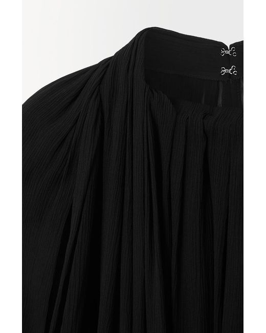 COS Black The Crinkled Silk-chiffon Blouse