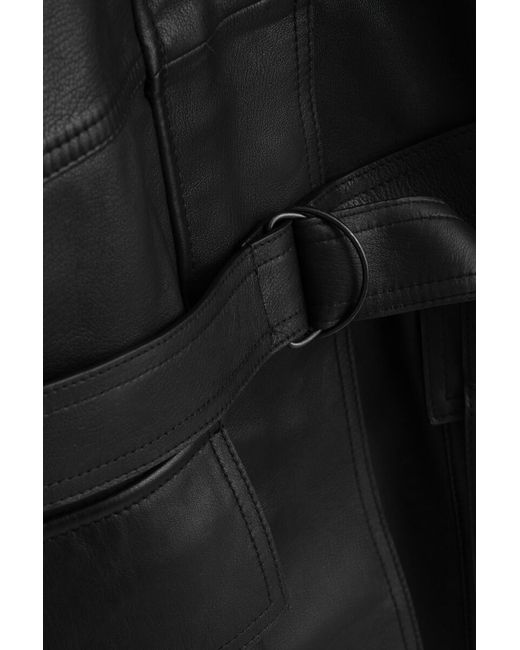 COS Black Belted Leather Workwear Jacket