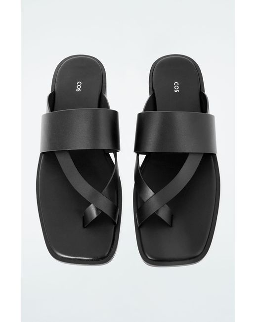 COS Black Leather Toe-thong Sandals