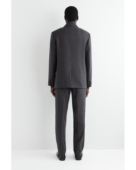 COS Gray Single-Breasted Wool Blazer for men