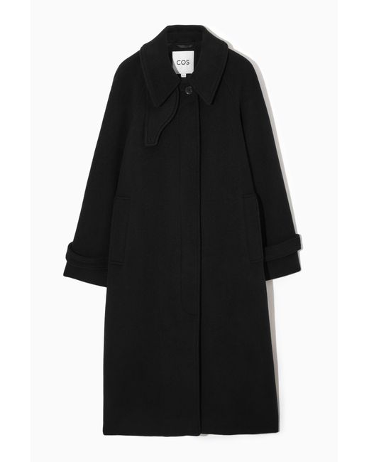COS Black Oversized Rounded Wool Coat