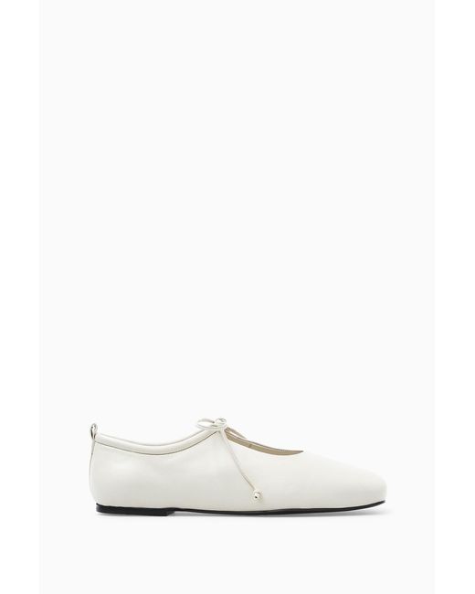 COS White Lace-up Ballet Flats