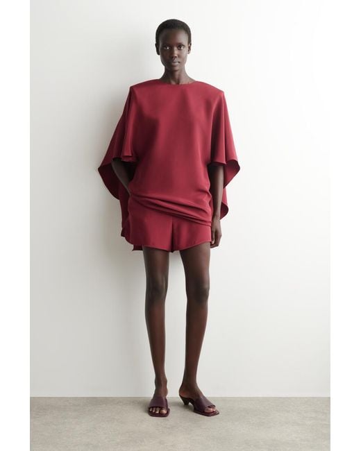 COS Red Draped Silk Mini Dress