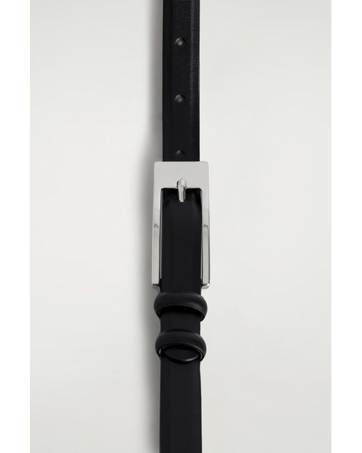 COS Black Elongated-Buckle Leather Belt