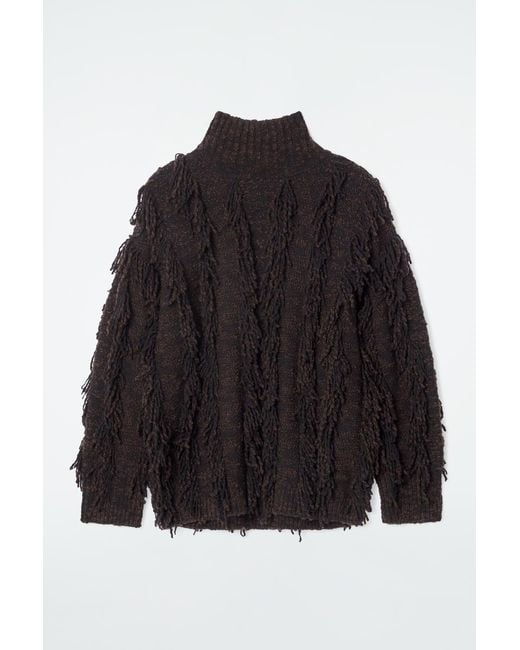 COS Black Fringed Wool Jumper