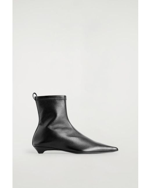 COS Black Pointed Leather Sock Boots