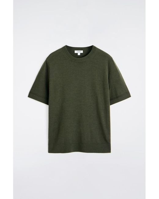 COS Green Merino Wool Knitted T-Shirt for men