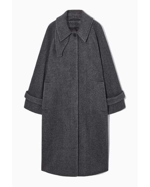 COS Gray Oversized Rounded Wool Coat