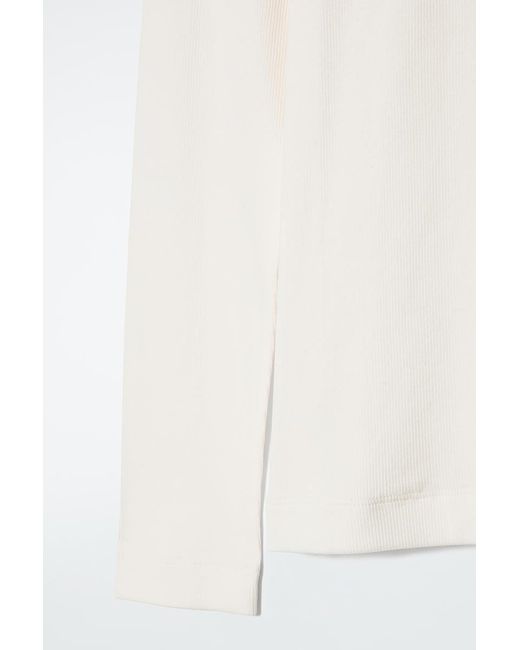 COS White Ribbed Jersey Long-Sleeved Top