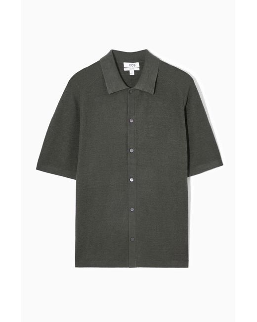 COS Gray Ribbed-knit Linen Shirt for men