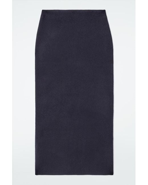 COS Blue Double-Faced Wool Maxi Skirt