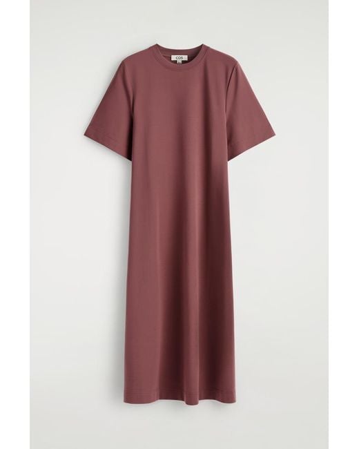 COS Red Belt-Detail Midi T-Shirt Dress