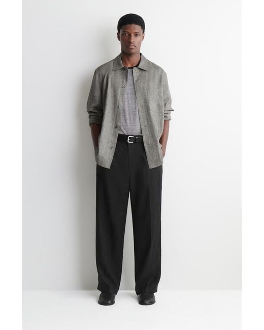 COS Black Linen-Jersey T-Shirt for men