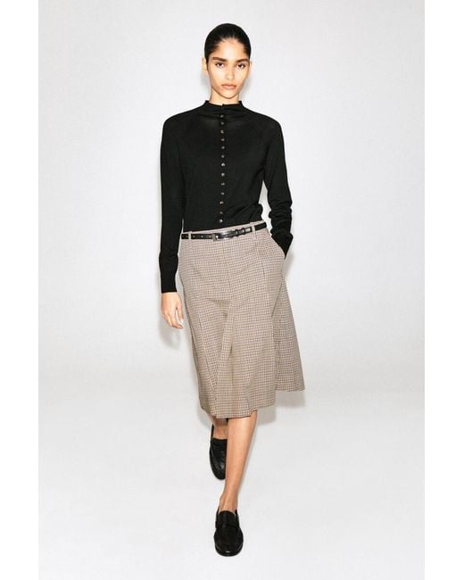 COS Black Merino Wool Funnel-Neck Cardigan