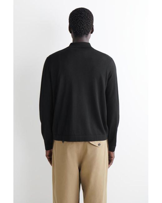 COS Black Knitted Merino Wool Shirt for men