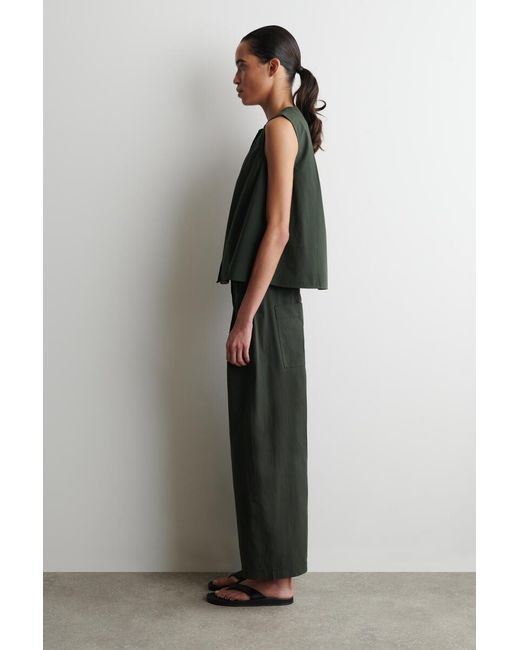 COS Black Pleated Sleeveless Top