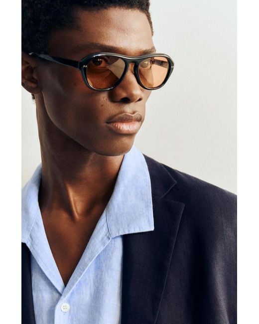 COS Blue Single-Breasted Linen Blazer for men
