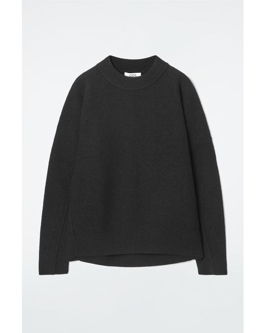 COS Black Oversized Boiled Merino Wool Jumper