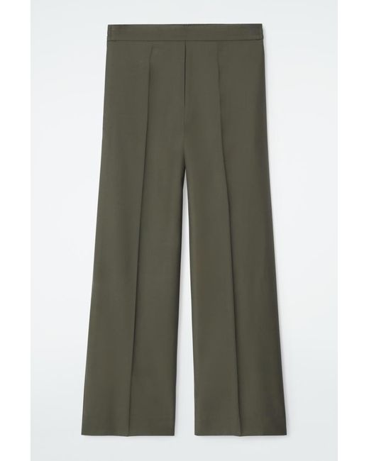 COS Green Regular Elasticated Wool Straight-leg Trousers