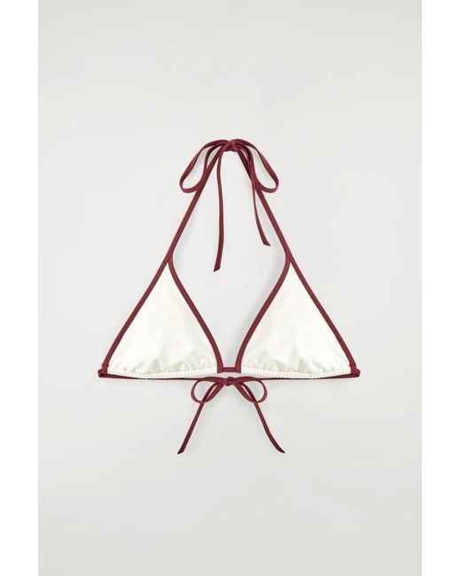 COS White Contrast-Trimmed Triangle Bikini Top