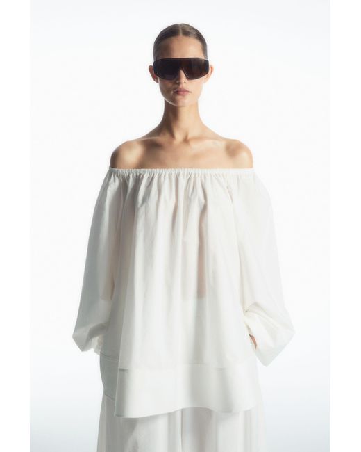 COS White Oversized Off-the-shoulder Blouse