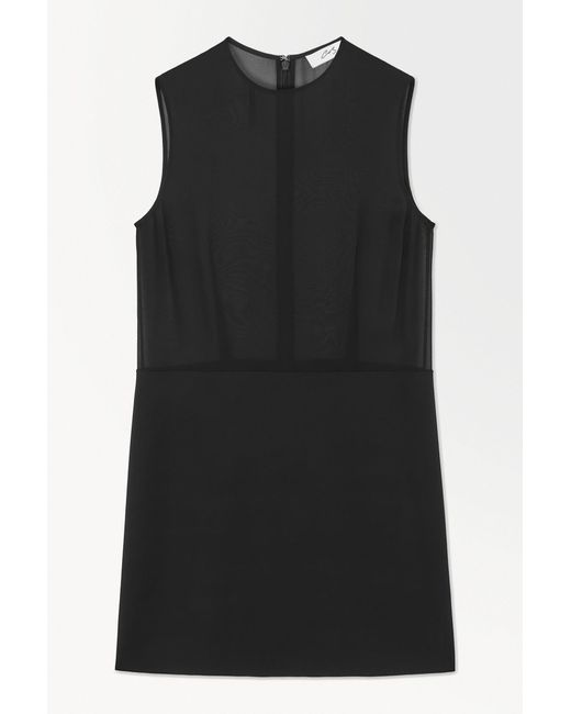 COS Black The Sheer-panel Silk Shift Dress