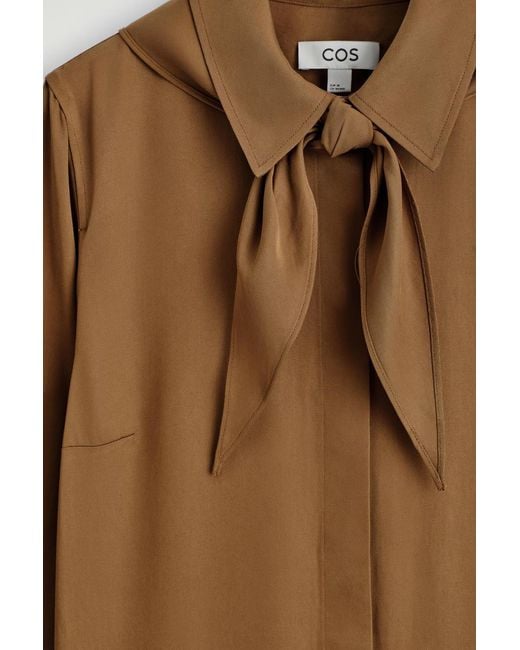 COS Natural Scarf-Detail Dropped-Waist Mini Dress