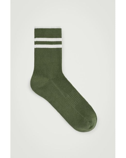 COS Green Striped Sports Socks for men