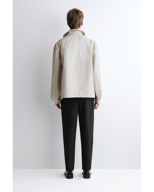 COS Black Elasticated Cotton Regular-Fit Tapered Trousers for men