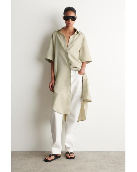 COS Natural Short-Sleeved Linen Shirt Dress