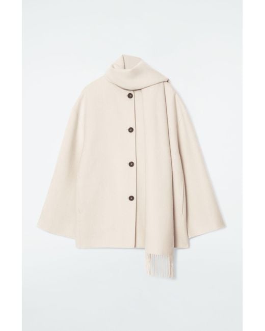 COS Natural Oversized Wool-blend Scarf Jacket