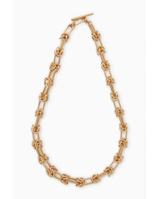 COS Metallic Knotted T-bar Chain Necklace
