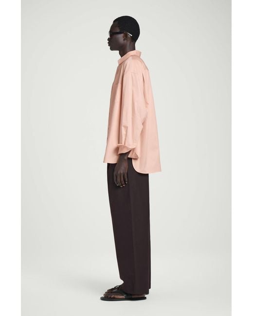 COS Wide Oversized Cotton Oxford Shirt In Orange for men