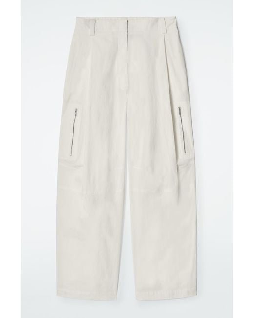 COS White Utility Barrel-leg Cargo Pants