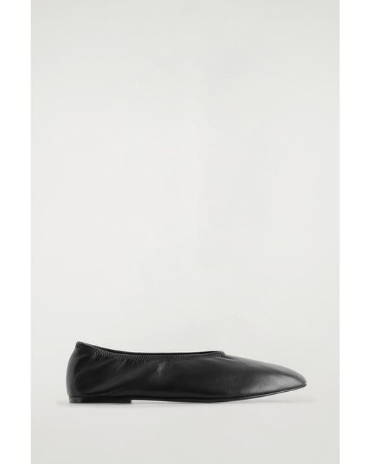 COS Black Minimal Leather Ballet Flats