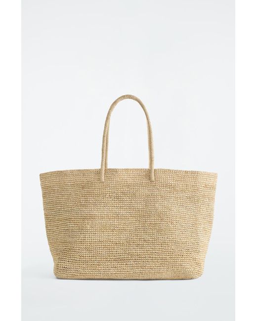 COS Natural Oversized Hand-Woven Tote Bag