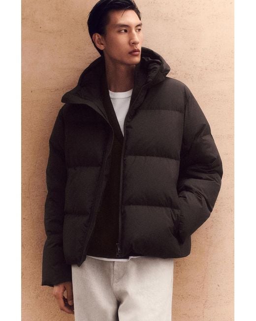 COS Black Hooded Down Puffer Jacket for men