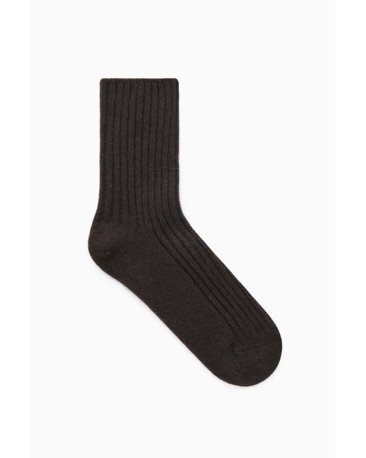 COS Black Ribbed Cashmere Socks