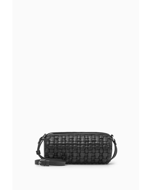 COS Black Braided Barrel Shoulder Bag - Leather