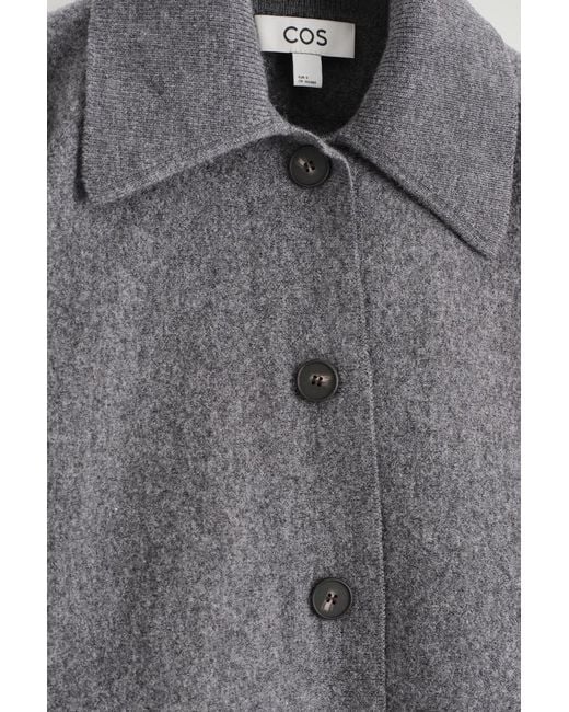 COS Gray Sculpted Merino Wool Short Jacket