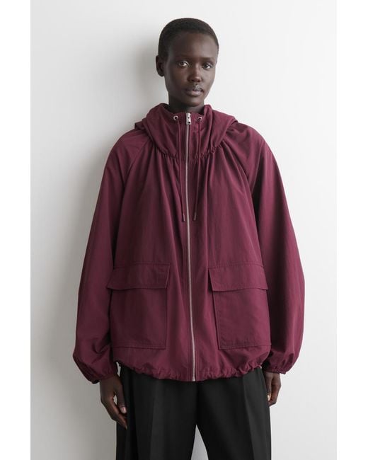 COS Purple Technical Hooded Parka Jacket