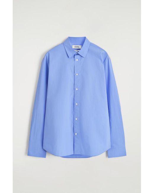 COS Blue Relaxed Pima Cotton Poplin Shirt for men