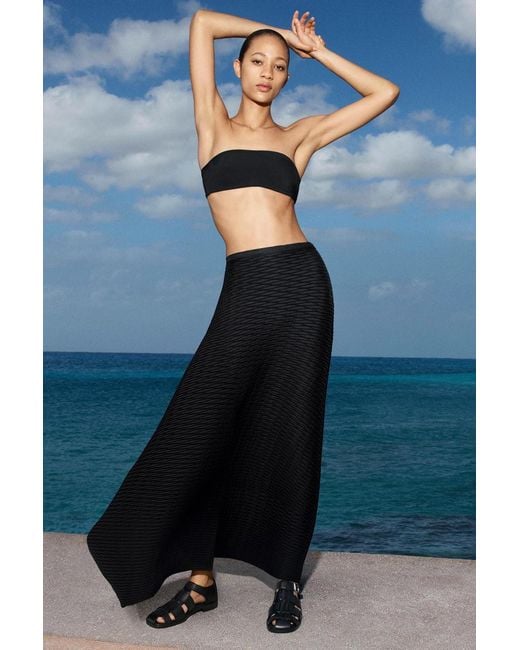 COS Women's Black Voluminous Pleated Midi Skirt