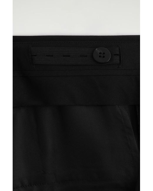 COS Black Tailored Satin Straight-Leg Trousers