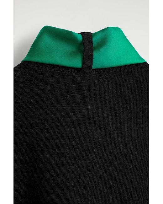 COS Black Scarf-Detail Merino Wool T-Shirt