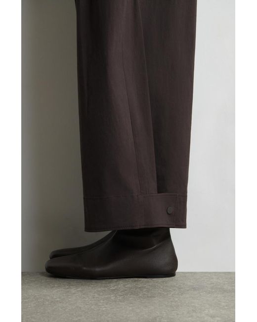 COS Brown Cotton Barrel-Leg Trousers