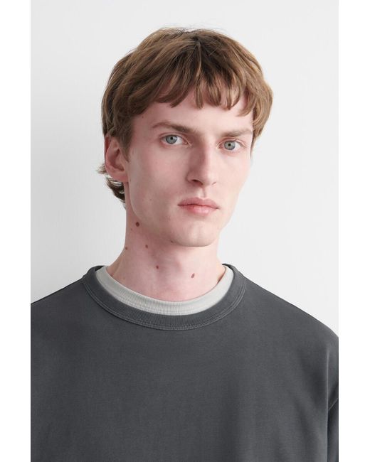 COS Gray Relaxed Heavyweight Washed-Cotton T-Shirt for men