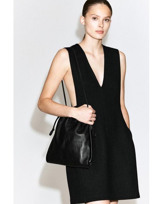 COS Black Boiled Wool-Blend Mini Pinafore Dress